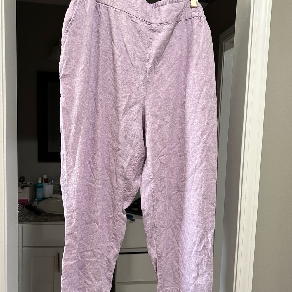 Lane Bryant linen rayon spandex lilac pants super light weight